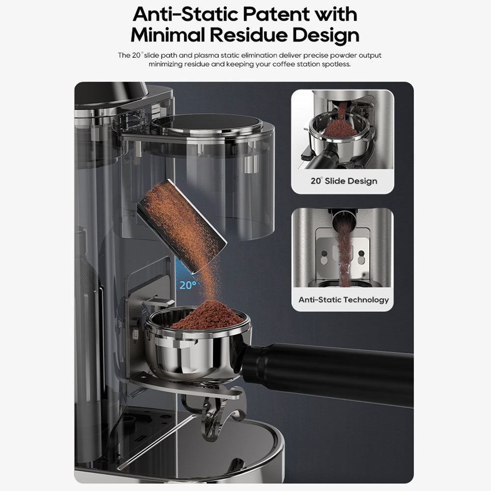 HiBREW G7 Coffee Grinder, 48 Grind Settings, Anti-Static Technology, Stainless Steel Conical Burr, Touch Panel, Compatible with 51/54/58mm Portafilters, Hands-Free Coffee Grinding