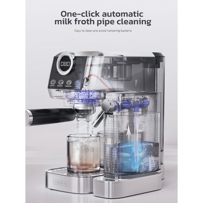 HiBREW H13A 3 in 1 Semi Automatic Coffee Machine, 6 Coffee Modes, 20Bar Extraction Pressure, 1.3L Removable Water Tank, 51mm Aluminum Alloy Handle, Dual Boiler System, 3 Adjustable Temperature Levels