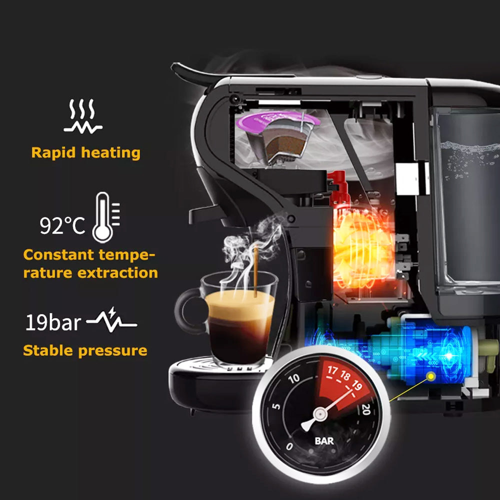 HiBREW H1A 4 IN 1 Expresso Coffee Machine Compatible with Dolce Gusto Ground Coffee - Black