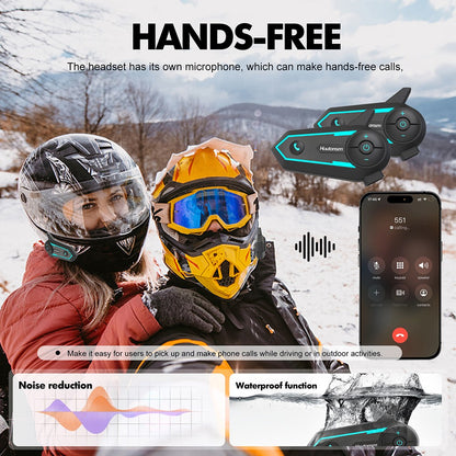 Houtonsen S6 Motorcycle Helmet Headset, 1000m Real-time Intercom Distance, Voice Navigation, Bluetooth 5.1, 30h Working Time, Type-C Interface, IP65 Waterproof - 1Pc Pack