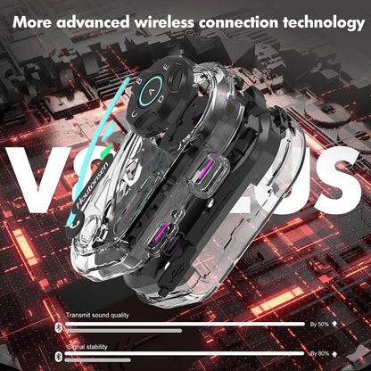 Houtonsen V8 Plus Motorcycle Helmet Headset, 1000M 2-Person Intercom, 30h Working Time, Noise Reduction, MP3/GPS/FM Navigation Support, AI Voice Assistant, IPX67 Waterproof, Bluetooth 5.2 - 1Pc Pack