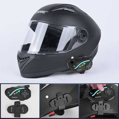 Houtonsen V8 Plus Motorcycle Helmet Headset, 1000M 2-Person Intercom, 30h Working Time, Noise Reduction, MP3/GPS/FM Navigation Support, AI Voice Assistant, IPX67 Waterproof, Bluetooth 5.2 - 1Pc Pack