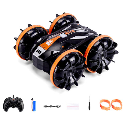JJRC Q113 1:24 RC Stunt Car 4WD 360 Rotate 2-in-1 Waterproof Water&amp;Land Drift Amphibious Vehicle Models Toy - Orange