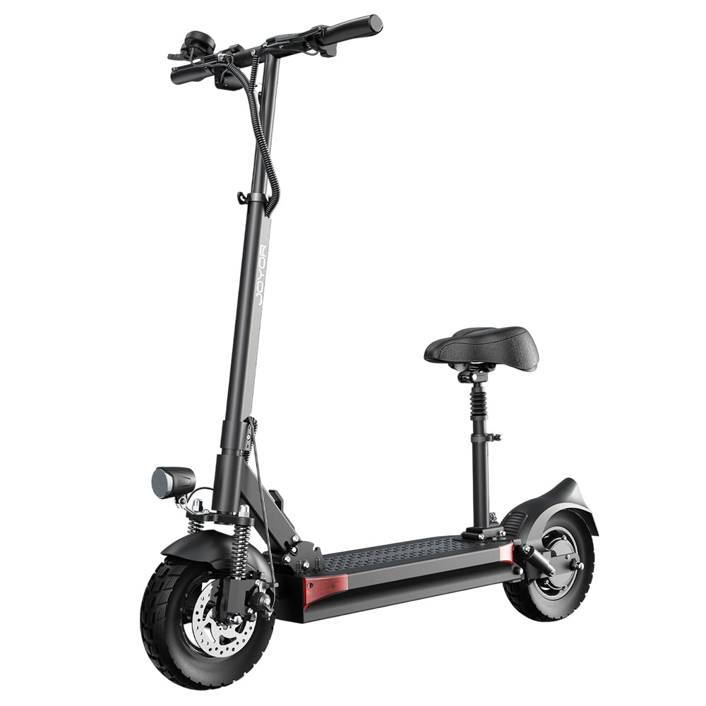 Joyor Y6-S Electric Scooter with Seat, 500W Motor, 48V 18Ah Battery, 10 inch Tire, 25km/h Max Speed, 60km Range, Front &amp; Rear Disc Brakes, Front Spring Shock Absorption &amp; Rear Hydraulic Shock Absorption