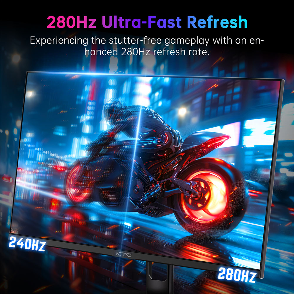 KTC H27E22P Gaming Monitor, 27 inch 1920*1080 FHD FAST VA Panel, 4000:1 Contrast Ratio, 280Hz High Refresh, 1ms GTG Response Time, FreeSync &amp; G-Sync, HDR10, Low Blue Light &amp; Flicker-Free, 2*HDMI 2.0, 1*DP 1.4, 1*USB 2.0, 1*Earphone