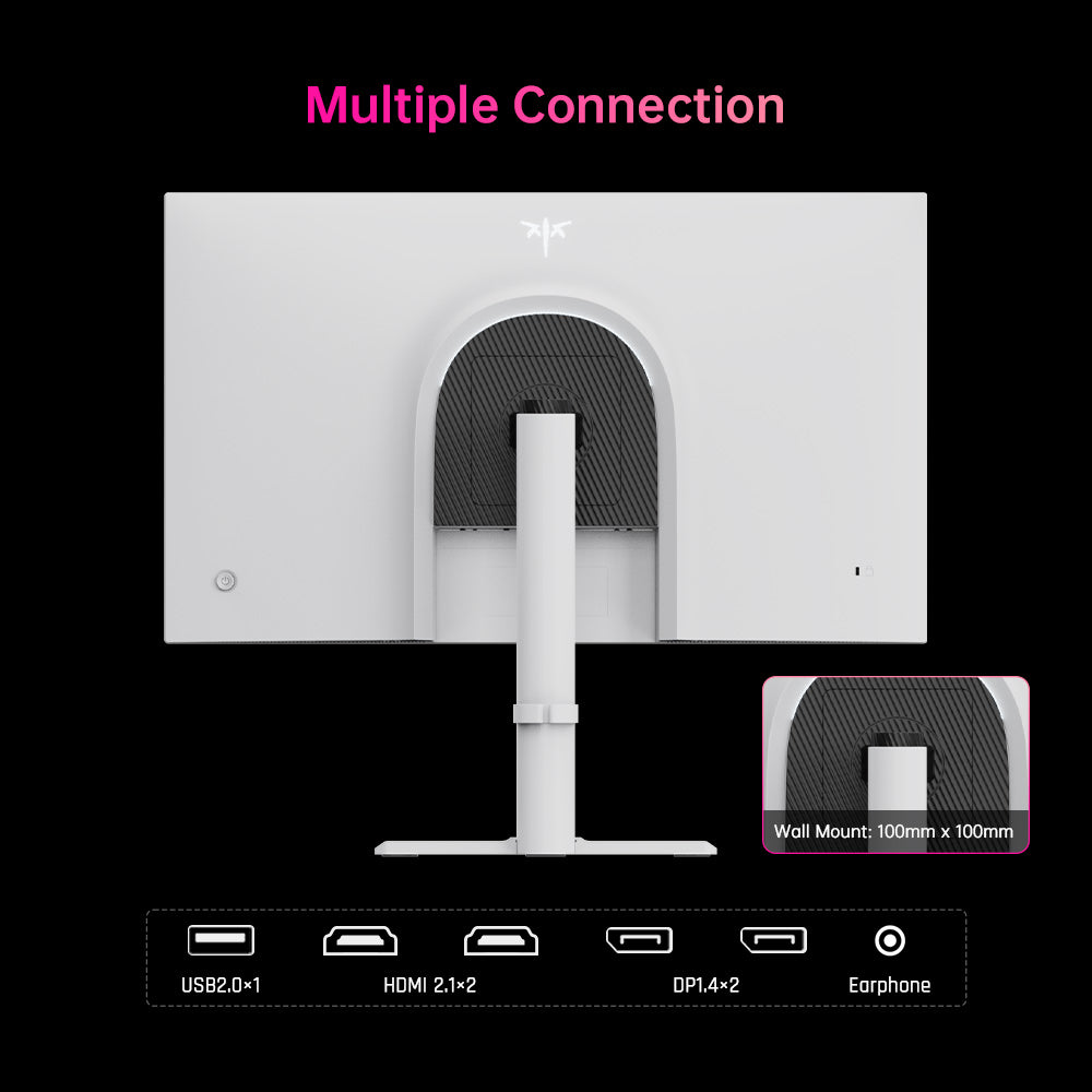 KTC H27E6 27 inch Gaming Monitor, 2560*1440 QHD Fast IPS Screen, 300Hz Refresh Rate, HDR 400, 1ms Response Time, FreeSync &amp; G-Sync, 144% sRGB, VESA Mountable, 2*HDMI 2.1, 2*DP 1.4, 1*USB 2.0, 1*Earphone