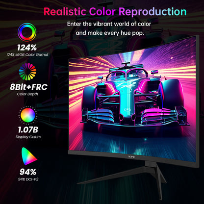 KTC H27S25E Gaming Monitor, 27 inch 2560*1440 QHD CSOT HVA Screen, 1000R Curvature, 240Hz Refresh Rate, 1ms MPRT Response Time, Adaptive Sync, 2500:1 Contrast Ratio, VESA Mount, Low Blue Light &amp; Flicker-Free, 2*HDMI 2.0, 1*DP1.2, 1*Earphone