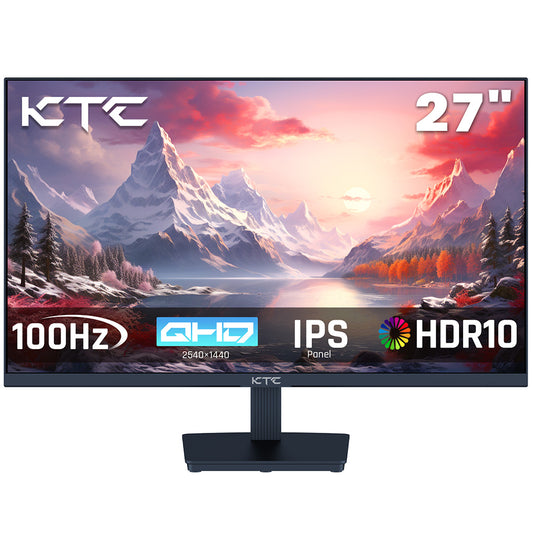 KTC H27T27 Gaming Monitor, 27-inch 2560x1440 QHD IPS Screen, 100Hz Refresh Rate, HDR10, 1ms Response Time, Adaptive-Sync, Low Blue Light &amp; Flicker-Free, VESA Wall Mount, 2*HDMI 2.0, 1*DP 1.4, 1*Headphone Jack