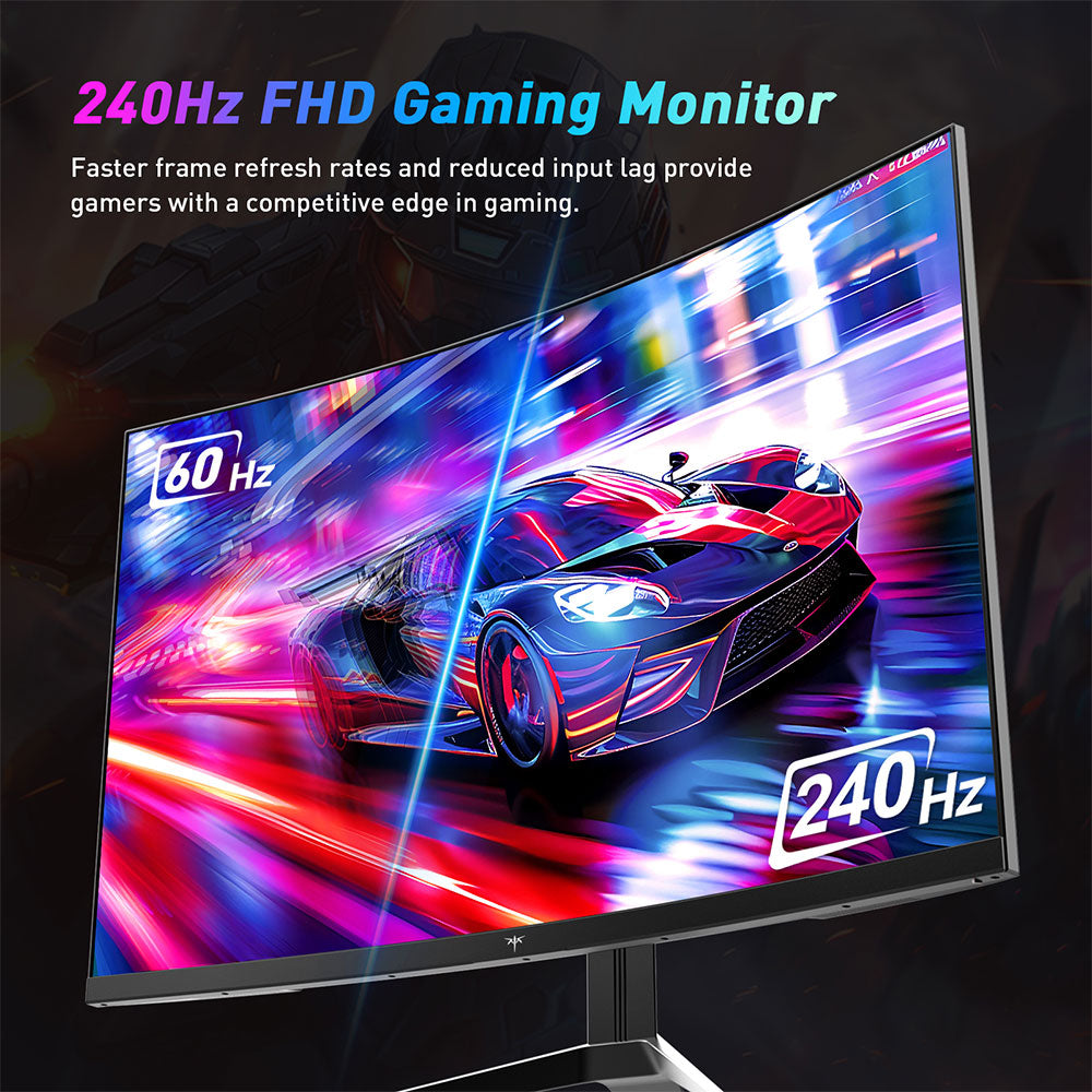 KTC H32S17F 32'' Curved Gaming Monitor, 1920*1080 HVA Panel, 240Hz Refresh Rate, 125% sRGB, 3500:1 Contrast Ratio, Adaptive Sync,   HDR10, 3ms Response Time, 2*HDMI2.0 1*DP1.4 1*USB2.0 1*Audio, VESA Mount, Adjustable Tilt, Low Blue Light