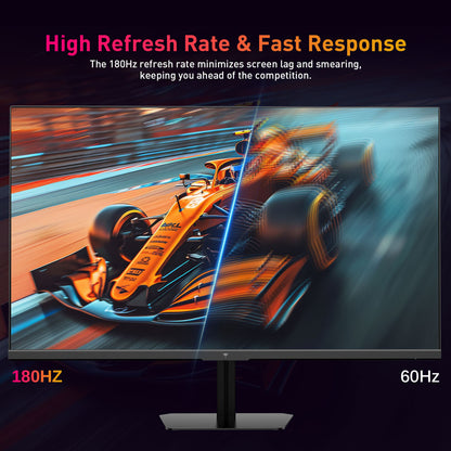 KTC Q24T09 Gaming Monitor, 24-inch 2560*1440 16:9 Fast IPS Screen, 180Hz Refresh Rate, FreeSync &amp; G-Sync, 126% sRGB, HDR Support, Low Blue Light, Wall Mount Support &amp;Tilt Adjustment, 2 x HDMI2.0, 2 x DP1.4, 1 x Earphone Jack
