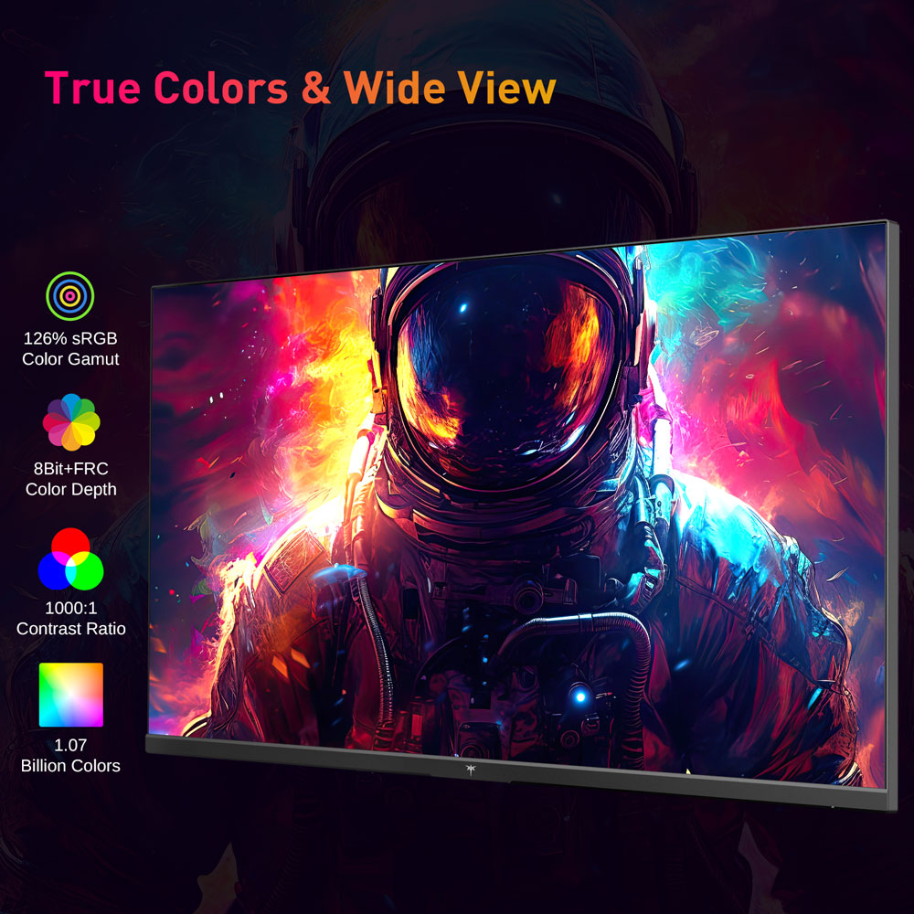 KTC Q24T09 Gaming Monitor, 24-inch 2560*1440 16:9 Fast IPS Screen, 180Hz Refresh Rate, FreeSync &amp; G-Sync, 126% sRGB, HDR Support, Low Blue Light, Wall Mount Support &amp;Tilt Adjustment, 2 x HDMI2.0, 2 x DP1.4, 1 x Earphone Jack