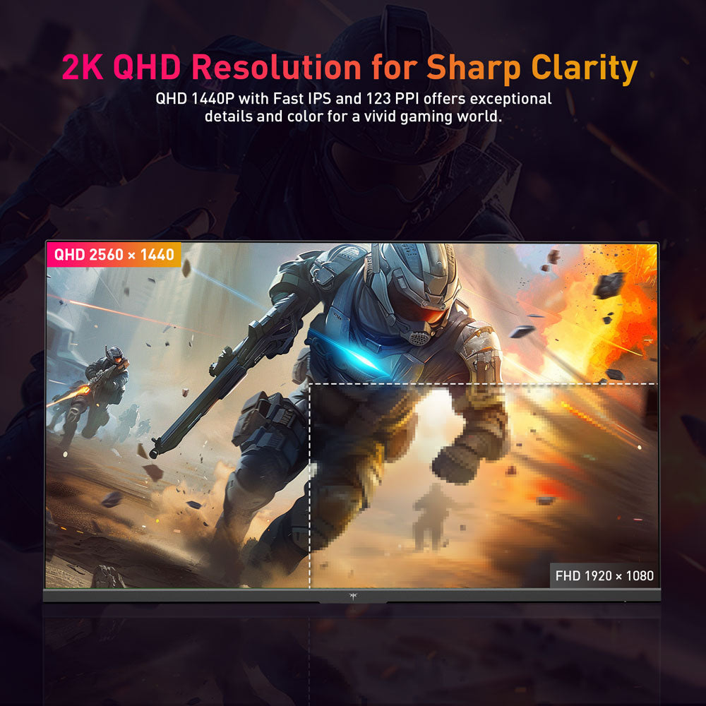 KTC Q24T09 Gaming Monitor, 24-inch 2560*1440 16:9 Fast IPS Screen, 180Hz Refresh Rate, FreeSync &amp; G-Sync, 126% sRGB, HDR Support, Low Blue Light, Wall Mount Support &amp;Tilt Adjustment, 2 x HDMI2.0, 2 x DP1.4, 1 x Earphone Jack