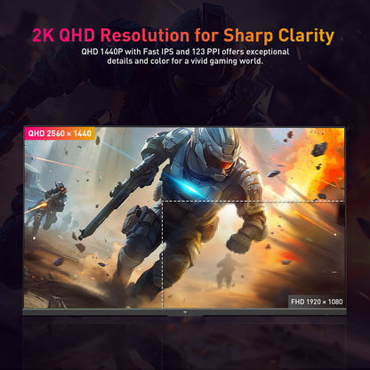 KTC Q24T09 Gaming Monitor, 24-inch 2560*1440 16:9 Fast IPS Screen, 180Hz Refresh Rate, FreeSync &amp; G-Sync, 126% sRGB, HDR Support, Low Blue Light, Wall Mount Support &amp;Tilt Adjustment, 2 x HDMI2.0, 2 x DP1.4, 1 x Earphone Jack