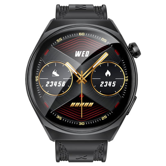 KUMI GW6 Smartwatch, 1.43-inch AMOLED HD Screen, Al Voice Function, Sleep Heart Rate Monitoring, Bluetooth Calling - Black