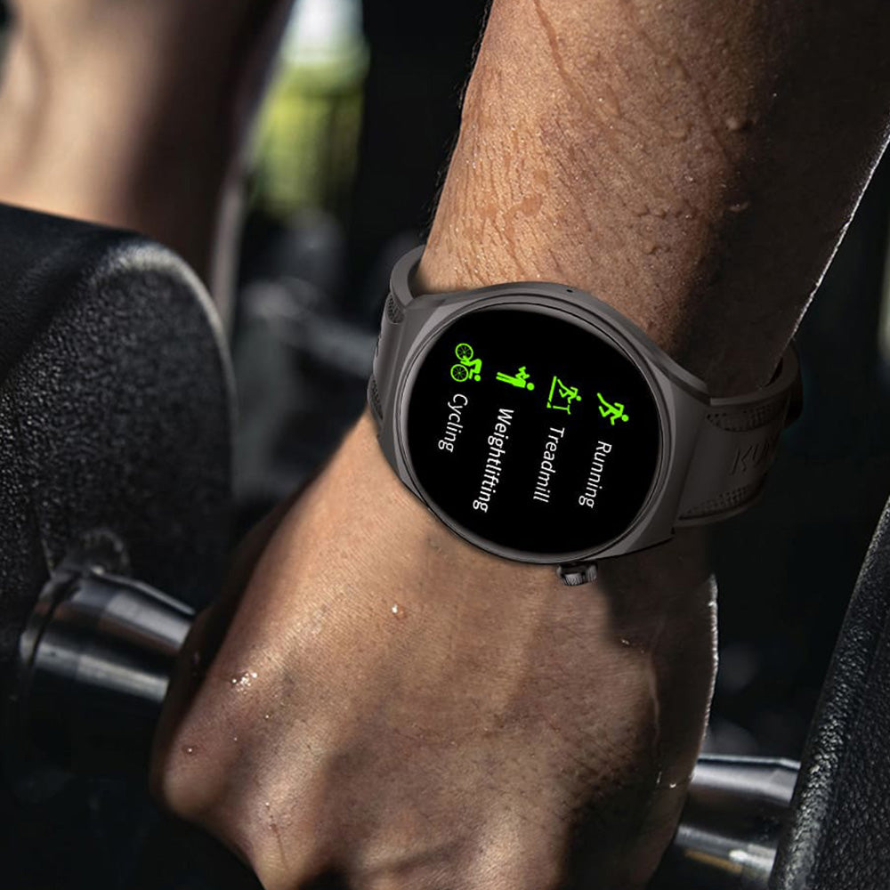 KUMI GW6 Smartwatch, 1.43-inch AMOLED HD Screen, Al Voice Function, Sleep Heart Rate Monitoring, Bluetooth Calling - Black