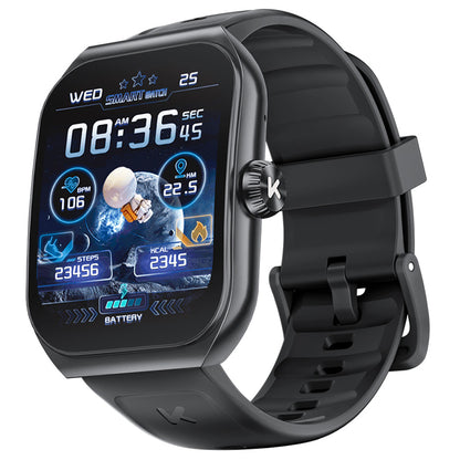 KUMI KU7 Smartwatch, 1.96'' AMOLED Screen, Bluetooth Calling, Health Monitoring, Stock Market Information, 100 Sports Modes - Black