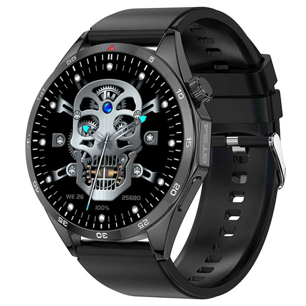 LEMFO GTS4 Smartwatch, 1.5-inch Screen, Bluetooth Calling, Message Reminder, Health Monitoring, IP67 Waterproof - Black, Silicone Watchband