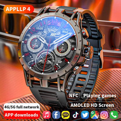 LOKMAT APPLLP 4 Smartwatch, 1.508-inch AMOLED Screen, Support 4G/5G SIM Card, Heart Rate Blood Oxygen Monitoring, NFC Function, GPS Positioning