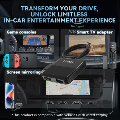 MINIX CA361 Wireless CarPlay Adapter, with HDMI/USB, Plug &amp; Play