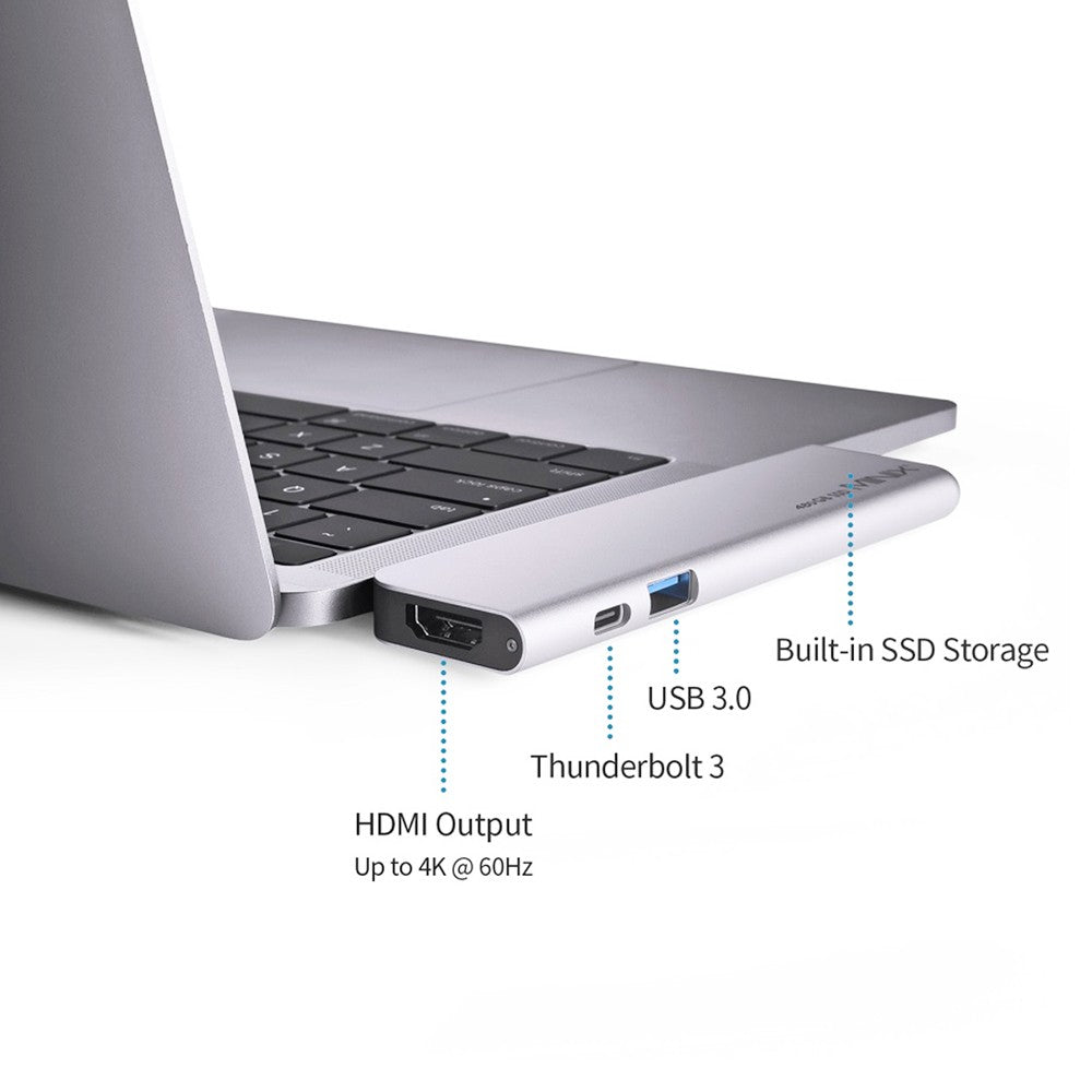 MINIX SD4 GR USB-C 480GB SSD for Apple MacBook Air/Pro, 400MB/s Read &amp; 415MB/s Write Speed, 1*4K@60HZ HDMI, 1* 5K@60Hz Thunderbolt 3, 1*USB 3.0 Data Transfer Up to 5Gbps - Grey