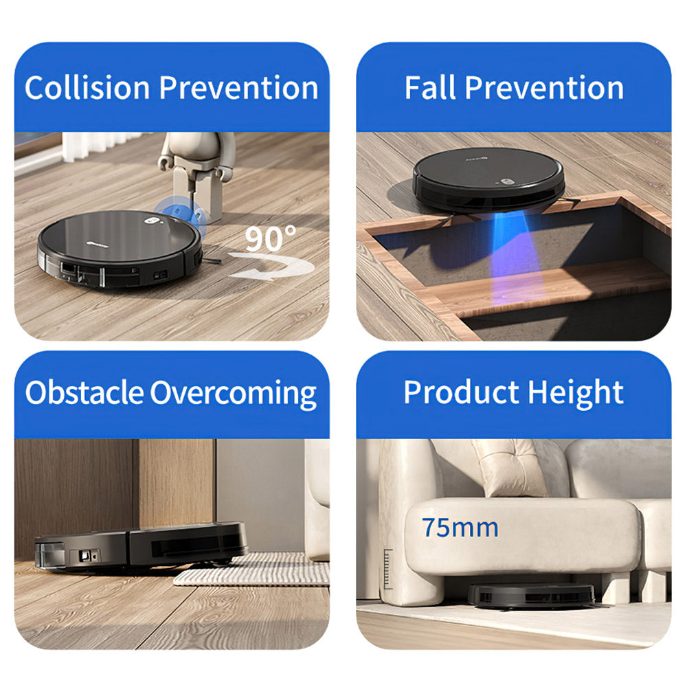 Neatsvor X520 Robot Vacuum Cleaner and Mop, 6000Pa Suction, 5200mAh Battery, Wi-Fi/APP Control, 3-in-1 Cleaning, Intelligent Navigation 3.0, HEPA Filtration, and Voice Control for Carpets and Hard Floors, Black