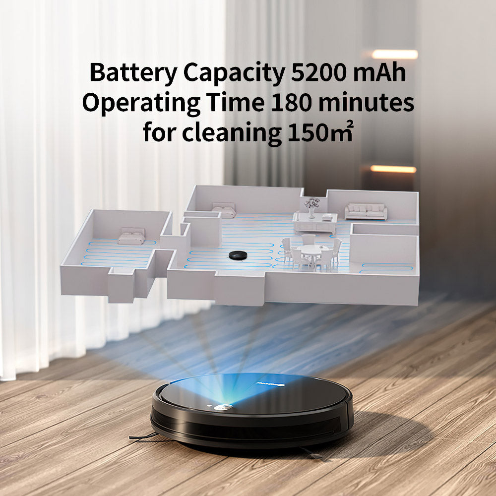 Neatsvor X520 Robot Vacuum Cleaner and Mop, 6000Pa Suction, 5200mAh Battery, Wi-Fi/APP Control, 3-in-1 Cleaning, Intelligent Navigation 3.0, HEPA Filtration, and Voice Control for Carpets and Hard Floors, Black
