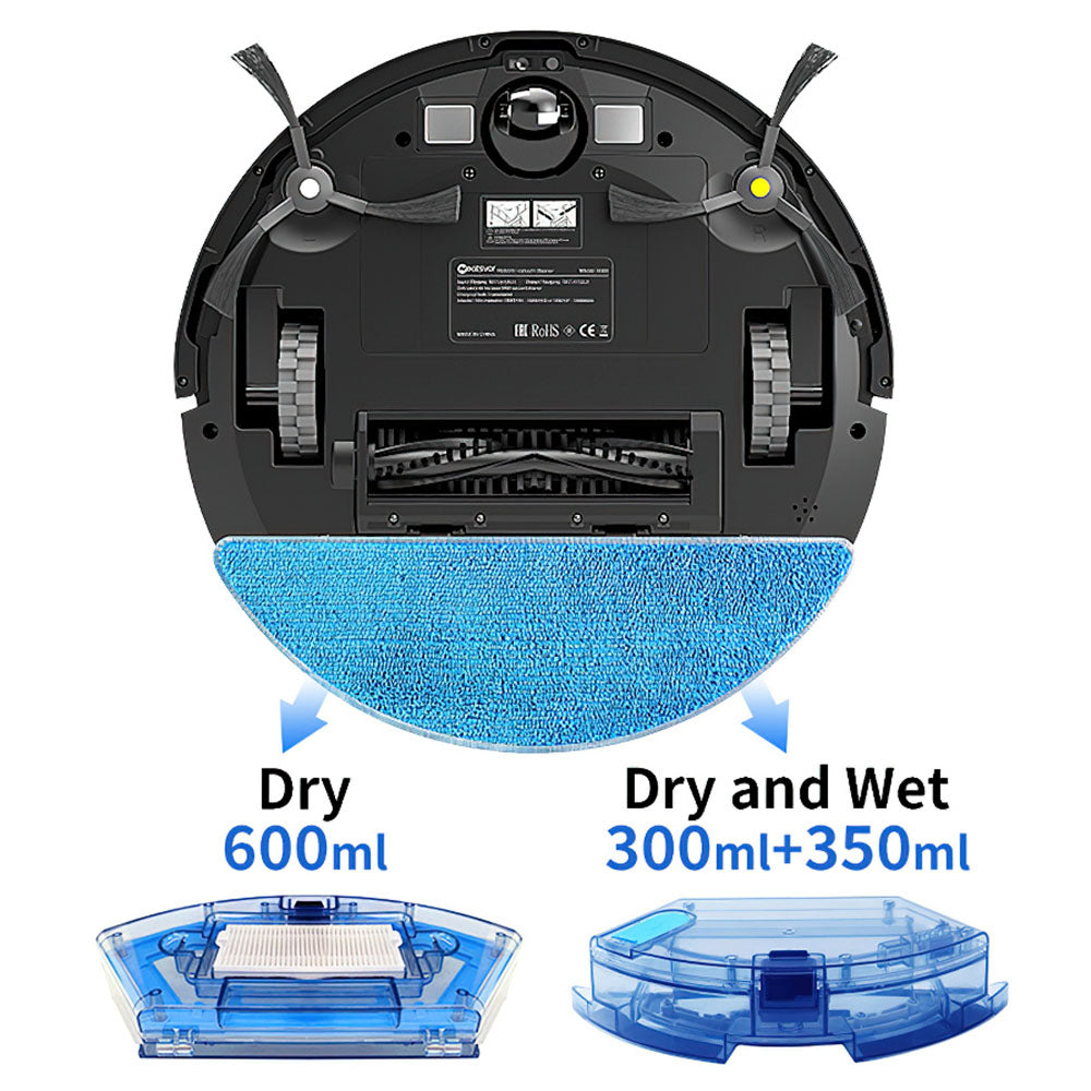 Neatsvor X520 Robot Vacuum Cleaner and Mop, 6000Pa Suction, 5200mAh Battery, Wi-Fi/APP Control, 3-in-1 Cleaning, Intelligent Navigation 3.0, HEPA Filtration, and Voice Control for Carpets and Hard Floors, Black