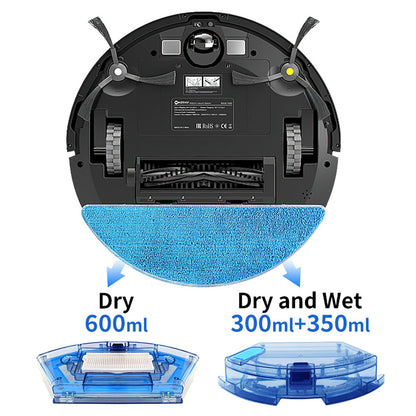 Neatsvor X520 Robot Vacuum Cleaner and Mop, 6000Pa Suction, 5200mAh Battery, Wi-Fi/APP Control, 3-in-1 Cleaning, Intelligent Navigation 3.0, HEPA Filtration, and Voice Control for Carpets and Hard Floors, Black