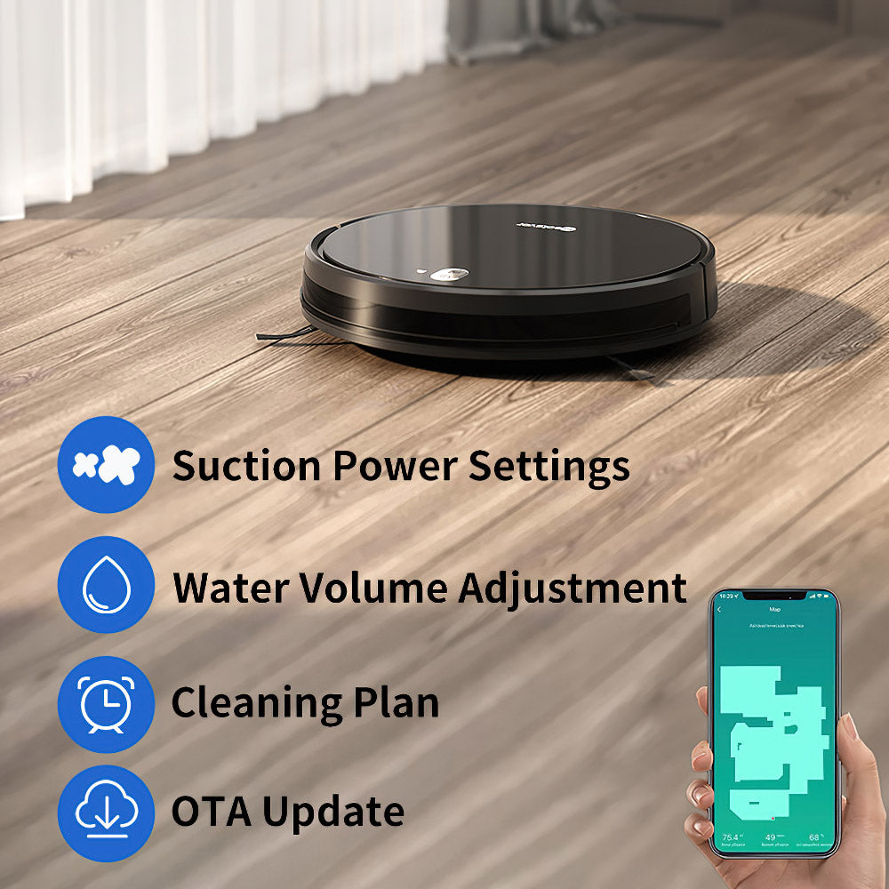 Neatsvor X520 Robot Vacuum Cleaner and Mop, 6000Pa Suction, 5200mAh Battery, Wi-Fi/APP Control, 3-in-1 Cleaning, Intelligent Navigation 3.0, HEPA Filtration, and Voice Control for Carpets and Hard Floors, Black