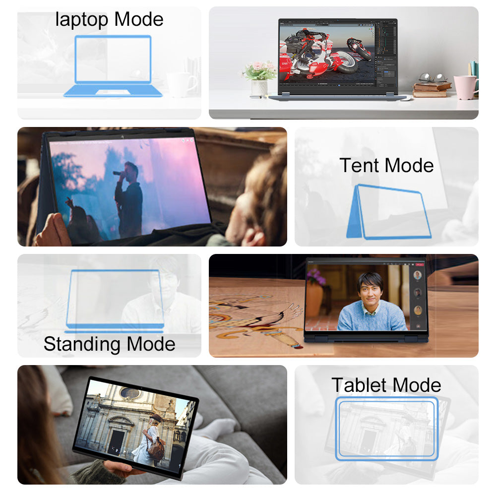 Ninkear YBOOK15 2-in-1 Laptop, 360° Flip 15.6-inch 1920*1080 Touchscreen, AMD Ryzen 3 3200U 2 Cores Max 3.5GHz, 16GB RAM 512GB SSD, 2.4/5GHz WiFi Bluetooth 4.2 , 1*USB3.0, 2*USB2.0, 1*Type-C (Data Only), 1*HDMI, 1*RJ45, 1*Headphone Jack, 38Wh Battery