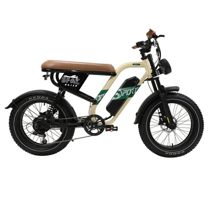 ONESPORT W66 Electric Bike, 500W Motor, 48V 13.5Ah Battery, 20*4.0 inch Tire, 25km/h Max Speed, 100km Range, Front &amp; Rear Hydraulic Disc Brakes, Shock Absorbing Front Fork, 7-speed Transmission