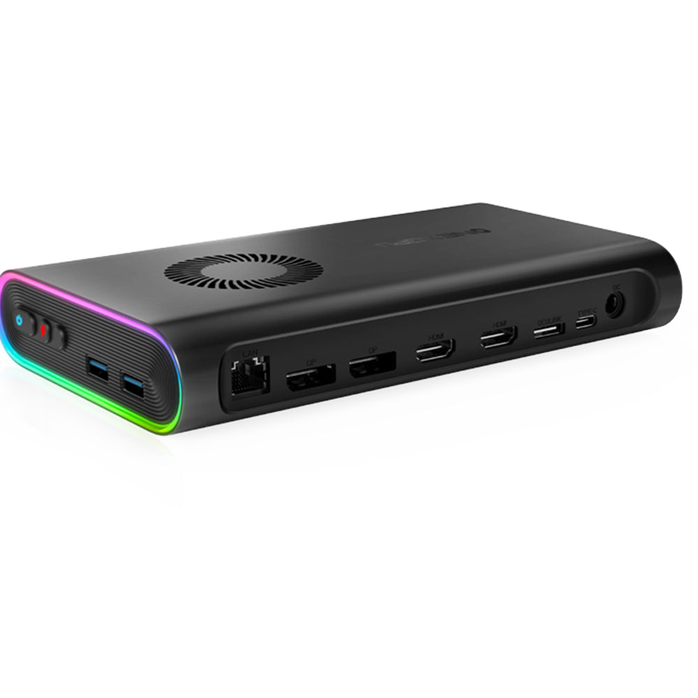 (Free Gift OCulink Cable Bag Cleaning Tool) One Netbook ONEXGPU e-GPU Dock with AMD Radeon RX 7600M XT GPU, 8GB Storage, 1*Oculink 1*USB-C 4.0 2*HDMI 2*DP 2*USB-A 3.2 1*M.2 2280 1*RJ45, 100W Reverse Charging, RGB Light Effects-Manufacturer OneXPlayer