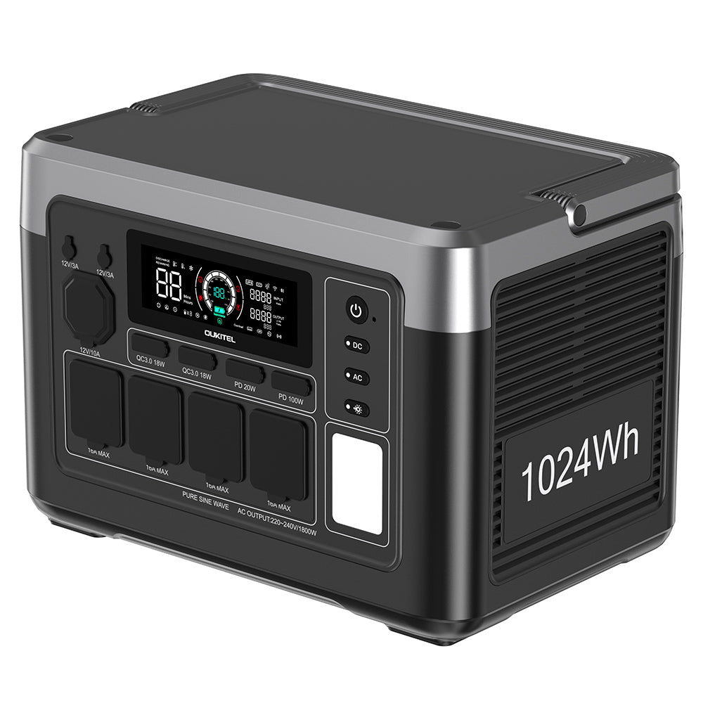 OUKITEL P1000 PLUS Portable Power Station, 1800W 1024Wh Solar Generator with LiFePO4 Battery, Fast Charging, Smart App Control for Outdoor, RV, Home Backup, and Emergency Power