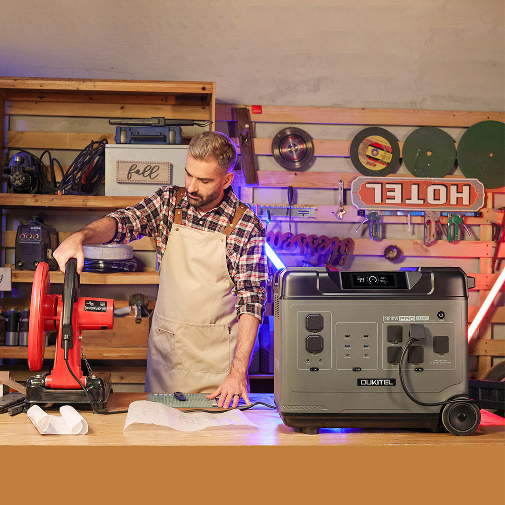 OUKITEL P5000 Pro Portable Power Station, 5120Wh LiFePO4 Battery, 4000W AC Output, Smart Temperature Control, Dual 100W USB-C, Seamless UPS Battery Backup, 15 Outputs, App Control, with Wheels