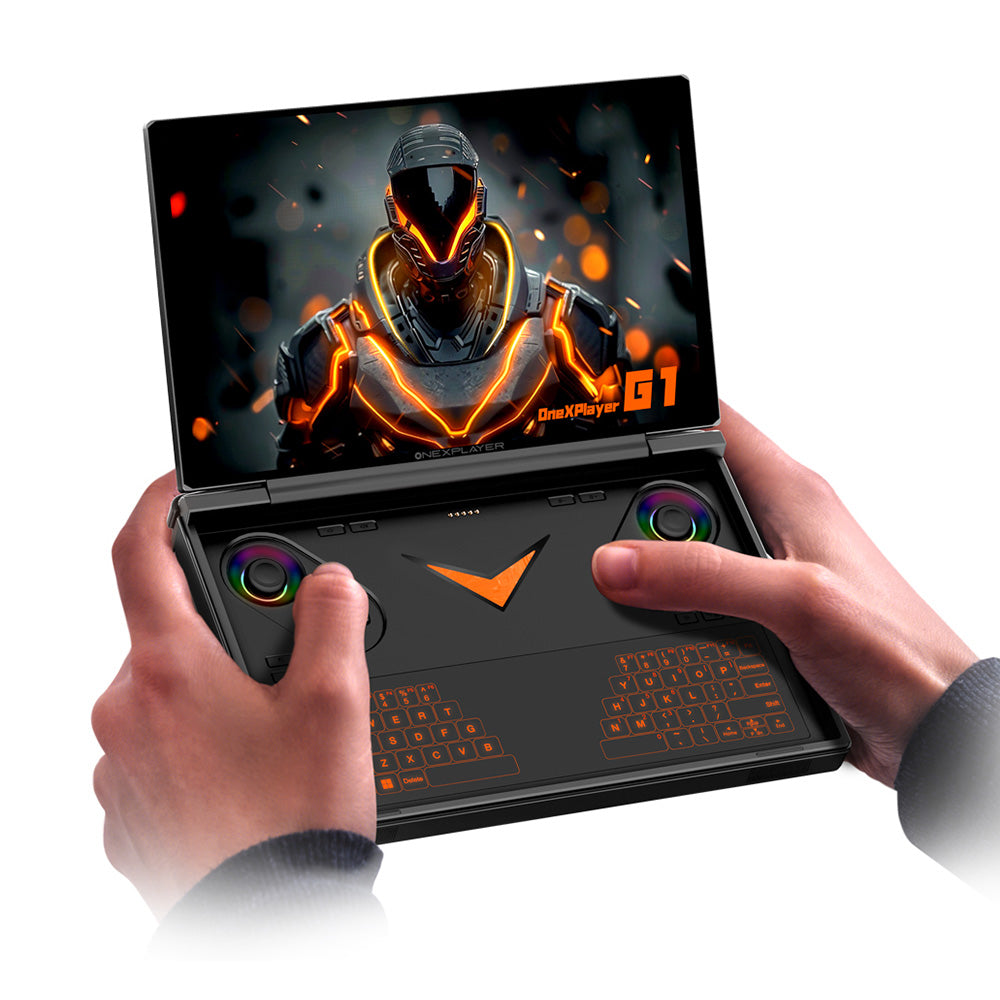 One Netbook OneXPlayer G1 Handheld Gaming PC, AMD Ryzen AI 9 HX 370 12 Cores Max 5.1GHz, 8.8'' 2560*1600 144Hz Screen, 64GB LPDDR5X 7500MHz RAM 4TB SSD, WiFi 6E, 2*USB-C, 1*USB3.2, 1*TF Card, 1* Oculink, 1*3.5mm Audio, Fingerprint Unlock - EU Plug