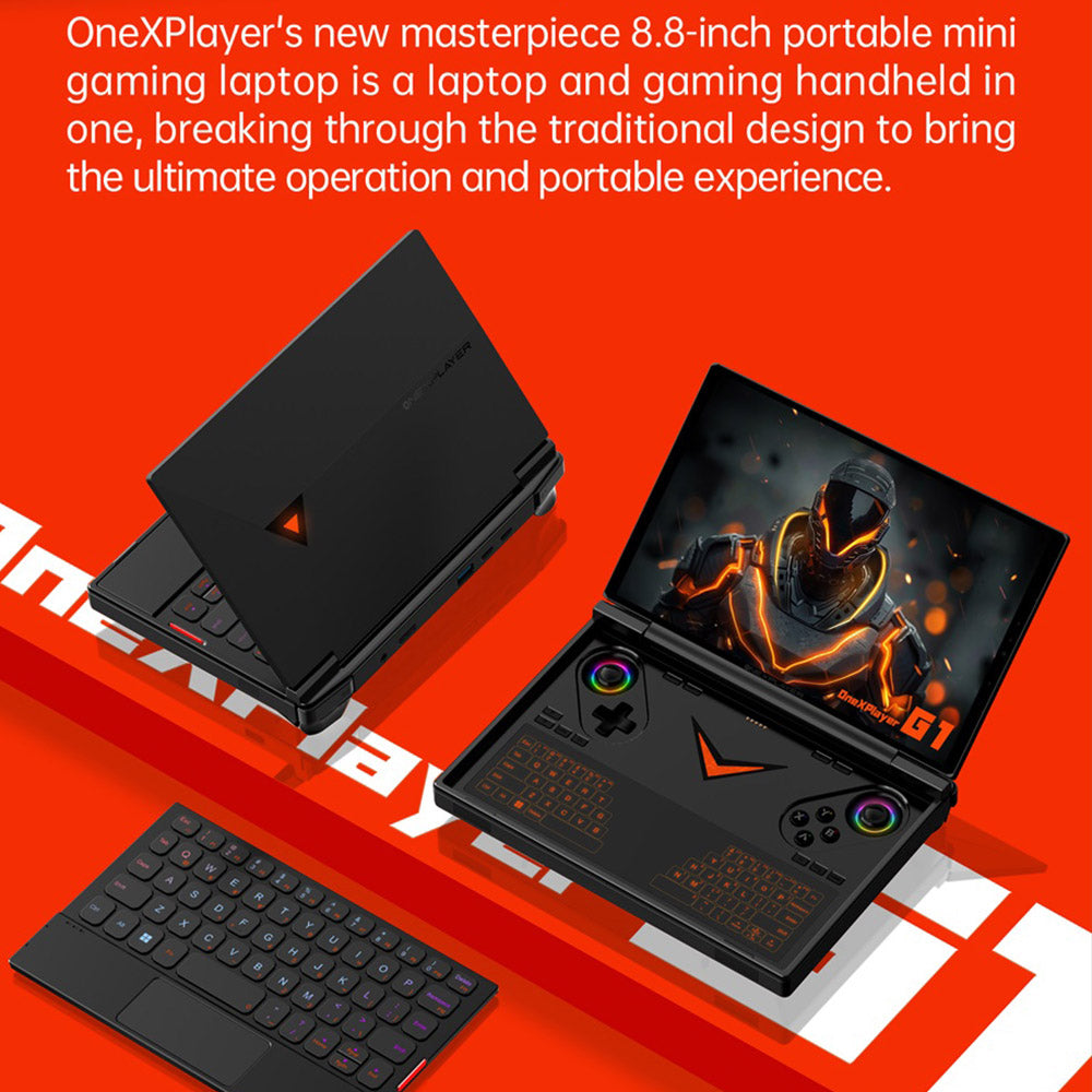 One Netbook OneXPlayer G1 Handheld Gaming PC, AMD Ryzen AI 9 HX 370 12 Cores Max 5.1GHz, 8.8'' 2560*1600 144Hz Screen, 64GB LPDDR5X 7500MHz RAM 4TB SSD, WiFi 6E, 2*USB-C, 1*USB3.2, 1*TF Card, 1* Oculink, 1*3.5mm Audio, Fingerprint Unlock - EU Plug