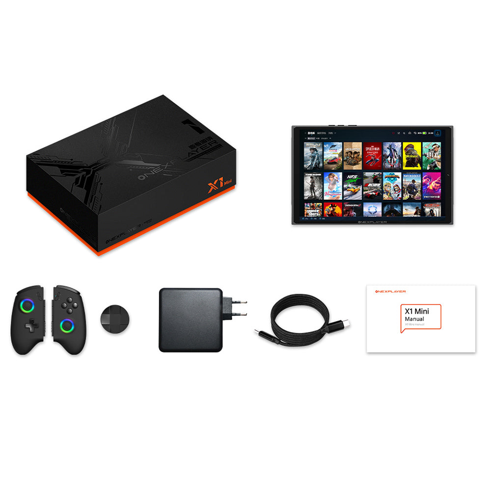 One Netbook OneXPlayer X1 Mini Handheld Gaming PC, AMD Ryzen 7 8840U 8 Cores Max 5.1GHz, 8.8'' 2560*1600 144Hz LTPS Screen, 32GB LPDDR5x RAM 1TB SSD, 2*USB4 1*USB3.2 1* TF Card Slot 1* Oculink 1*Audio, Harman Sound System, 65.02Wh Battery - EU Plug