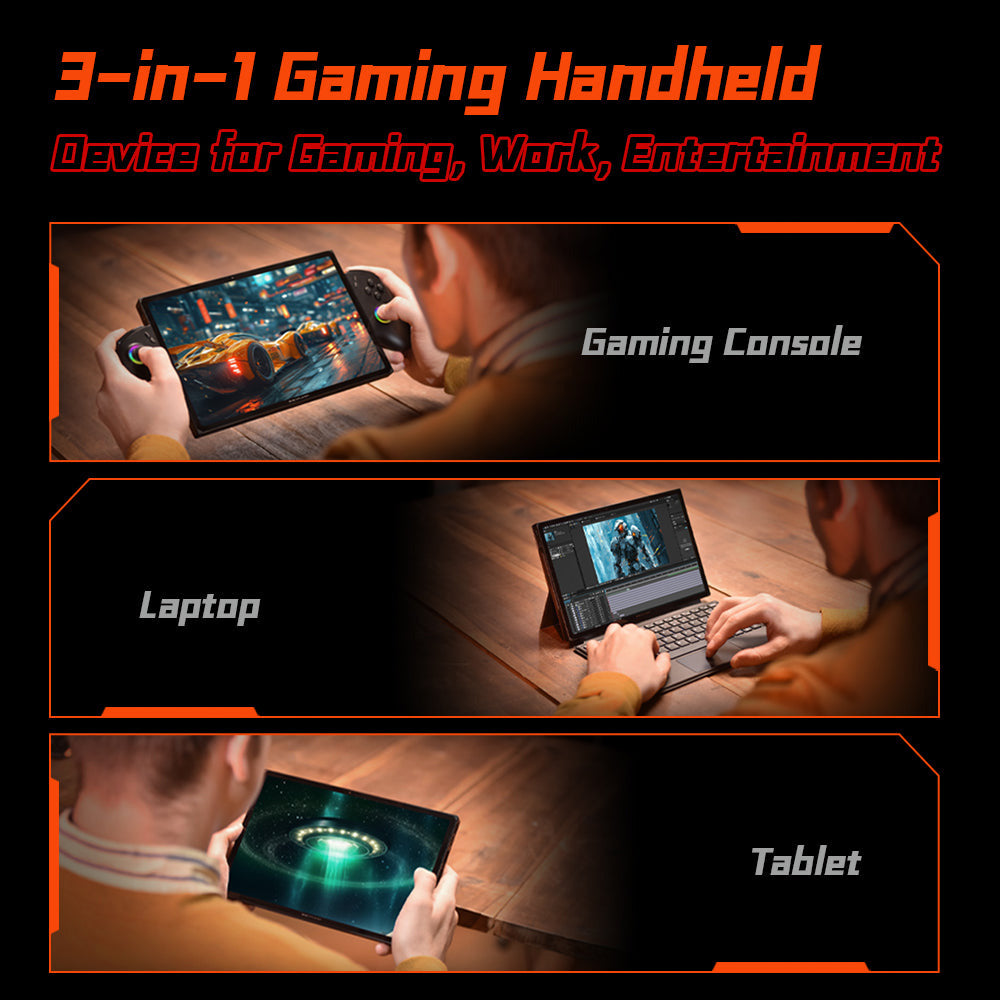 One Netbook OneXPlayer X1 Pro Handheld Gaming PC, AMD Ryzen AI 9 HX 370 12 Cores Max 5.1GHz, 10.95'' 2560*1600 120Hz LTPS Screen, 64GB LPDDR5x 7500MHz RAM 2TB SSD, 2*USB-C, 1*USB3.2, 1*TF Card, 1* Oculink, 1*3.5mm Audio, Harman Sound System - US Plug