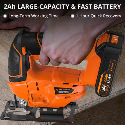 Parrior CJS03 20V Electric Jigsaw Tool, with 2Ah Battery, 2700RPM Speed, Cutting Depth of Wood and Metal 80mm/5mm (3.15"/0.2")