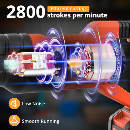 Parrior RS18 20V Cordless Reciprocating Saw, 0-2800rpm Variable Speed, LED Light, Low Noise, Smooth Running, Tool-Free Blade Change