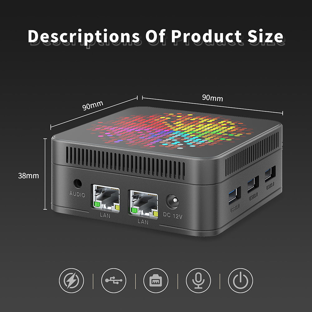 RUPA HSI-95MINI Mini PC, Intel N95 4 Cores Max 3.4GHz, 16GB RAM 512GB SSD, 3*HDMI 4K 60Hz Triple Screen Display, WiFi 5 Bluetooth 5.0, 3*USB 3.0 2*RJ45 1* 3.5mm Audio