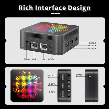 RUPA HSI-95MINI Mini PC, Intel N95 4 Cores Max 3.4GHz, 16GB RAM 512GB SSD, 3*HDMI 4K 60Hz Triple Screen Display, WiFi 5 Bluetooth 5.0, 3*USB 3.0 2*RJ45 1* 3.5mm Audio