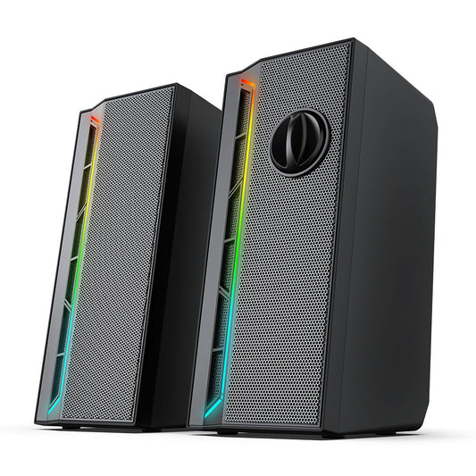 Redragon GS580 Calliope RGB Desktop PC Speakers, 2.0 Channel Enhanced Sound and Volume Control with 3.5mm Cable - Black