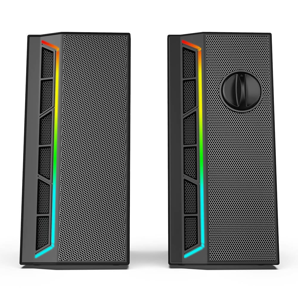 Redragon GS580 Calliope RGB Desktop PC Speakers, 2.0 Channel Enhanced Sound and Volume Control with 3.5mm Cable - Black