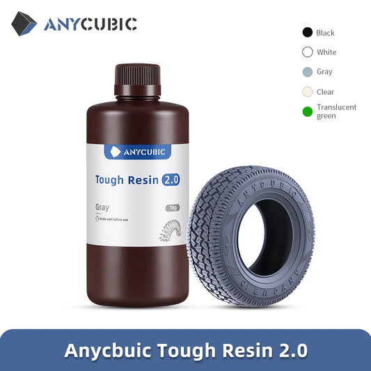 Najnovšia UV živica ANYCUBIC UV Tough Resin 2.0 Flexibilný 3D tlačový materiál pre fotónovú čiernobielu (X) LCD 3D tlačiareň 365-405nm
