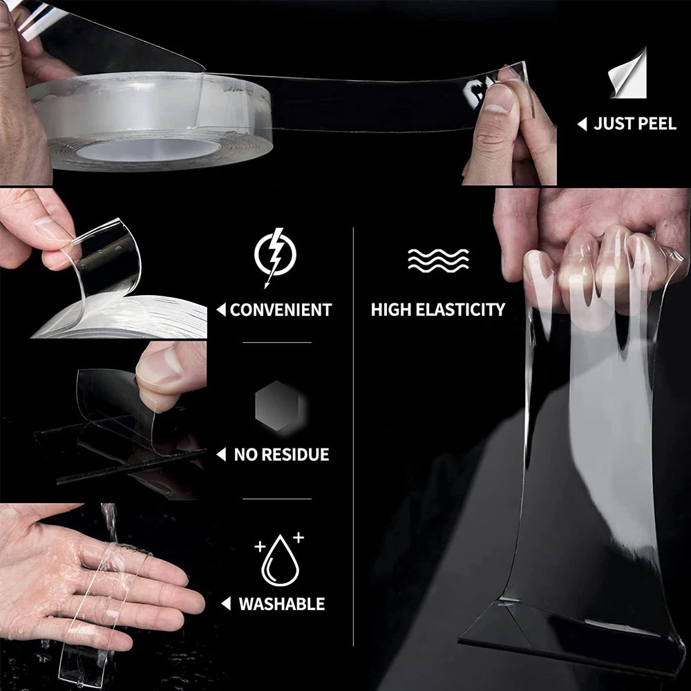 1-10M obojstranná lepiaca nano páska Šírka 30 mm Opätovne použiteľná Bez stopy Vodotesná Ultra pevná páska na stenu Priehľadná montážna páska