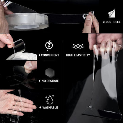 1-10M obojstranná lepiaca nano páska Šírka 30 mm Opätovne použiteľná Bez stopy Vodotesná Ultra pevná páska na stenu Priehľadná montážna páska