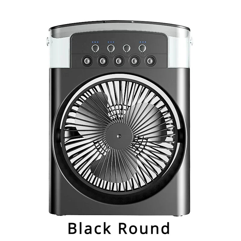 Prenosný zvlhčovač vzduchu 3 v 1 Klimatizácie USB elektrický ventilátor LED Nočné svetlo Vodná hmla Zábavný ochladzovač vzduchu pre domácnosť