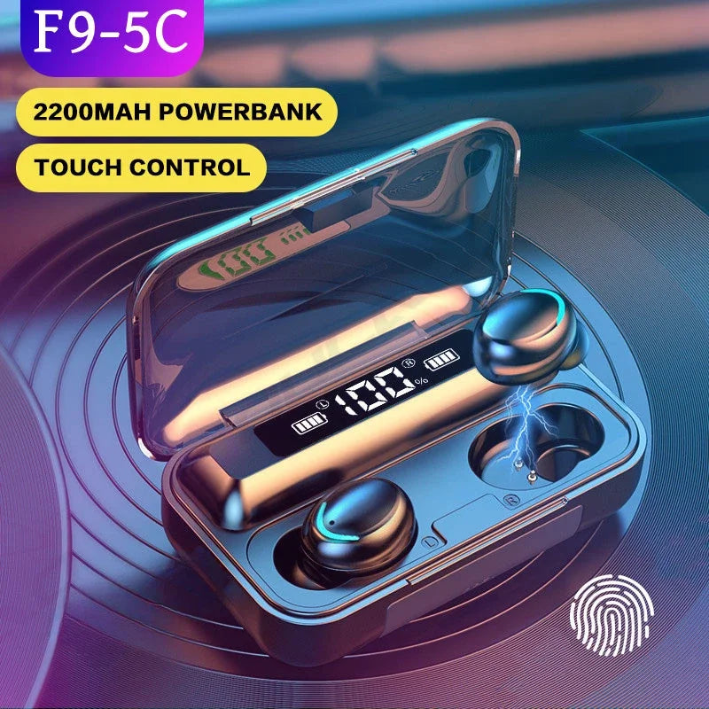 Nové F9 Bluetooth slúchadlá 9D stereo vysokobasové športové slúchadlá Handfree dotykové ovládanie Tws Wireless Earbuds Vodotesné slúchadlá