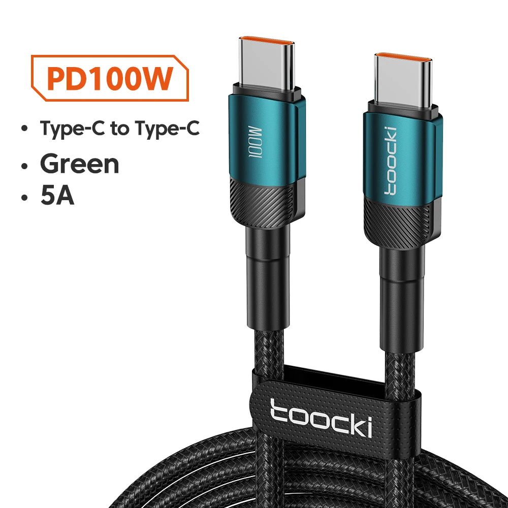 Toocki 100W kábel typu C na USB C PD 3.0 rýchle nabíjanie 4.0 rýchle nabíjanie typu C na typ C pre iPhone 15 Macbook Samsung Xiaomi